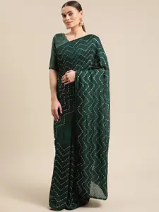 Fab Dadu Green Woven Design Sequinned Silk Cotton Saree