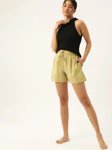 ETC Women Olive Green Lounge Shorts
