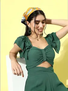 EVERYDAY by ANI Women Gorgeous Green Solid Top with Palazzos