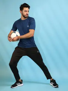 CHKOKKO Men Black Solid Track Pants