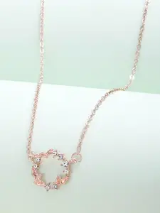 Ferosh Women Rose Gold-Plated Stone Studded Wreath Pendant with Chain