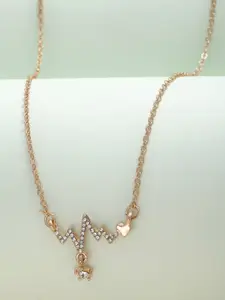 Ferosh Gold-Toned Heartbeat Pendant Necklace