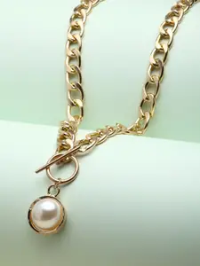 Ferosh Gold-Toned & White Open Necklace