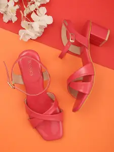 ICONICS Red Block Sandals With Buckles