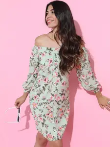 Tokyo Talkies Women Gorgeous Green Floral Dress