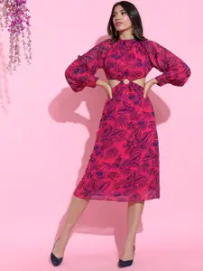 Tokyo Talkies Pretty Pink Floral Cut-out Dress