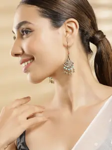 Rubans Voguish Gold Toned Bohemian Style Multicolor & Gold Beaded Contemporary Drop Earrings