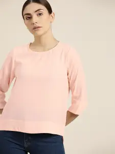 ether Women Peach-Coloured Solid Top