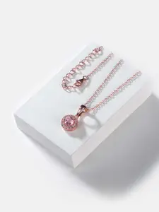 SHAYA Rose Gold-Plated Pink Cubic Zirconia Sterling Silver Necklace
