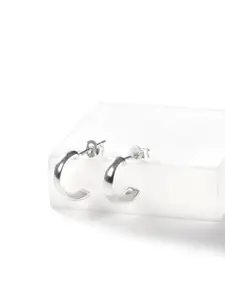 SHAYA Silver-Toned Contemporary Hoop Earrings