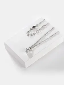 SHAYA Silver-Toned & White Cubic Zirconia Sterling Silver Necklace