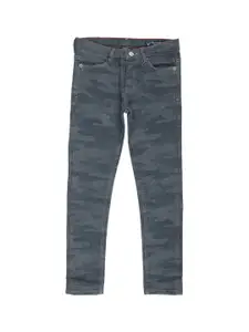 Allen Solly Junior Boys Grey Camouflage Skinny Fit Light Fade Jeans