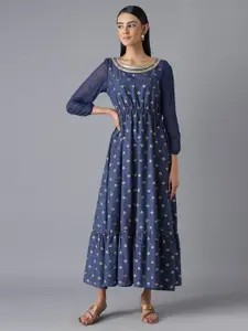 AURELIA Blue Ethnic Motifs Ethnic Maxi Dress