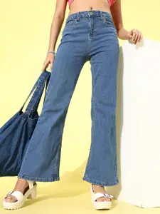 Roadster Women Chic Blue High-Rise Flared Fit Jeans