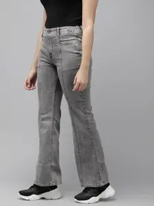 Roadster Women Grey Slim Flared High-Rise Heavy Fade Stretchable Jeans