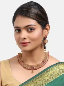 GRIIHAM Woman Gold Plated Multicolour Short Necklace set