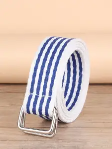ZORO Men White & Blue Striped Belt
