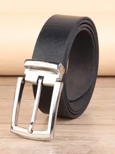 ZORO Men Black Textured Leather Formal Belt