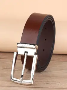 ZORO Men Brown Textured Leather Formal Belt