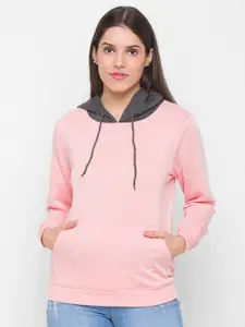 Globus Women Pink & Grey Hooded Sweatshirt