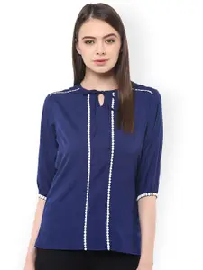 Miss Chase Blue Solid Regular Top