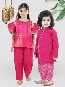 BownBee Girls Pink & Red Printed Top with Trousers