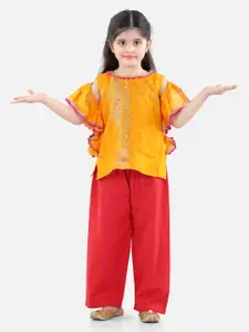 BownBee Girls Yellow & Red Top with Palazzos