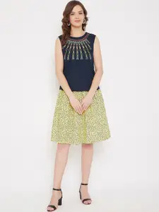 Bitterlime Women Yellow & Black Printed Skirt