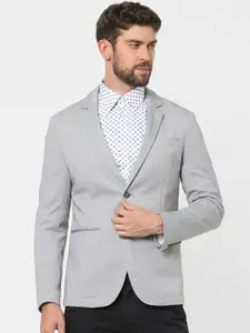 SELECTED Men Grey Solid Slim-Fit Single-Breasted Formal Blazer