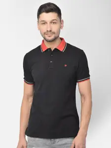 Woods Men Black Polo Collar T-shirt