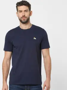 SELECTED Men Navy Blue Solid T-shirt