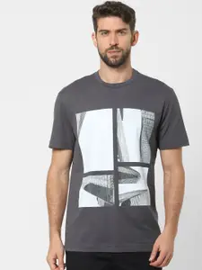 SELECTED Men Grey Printed T-shirt