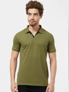 Wear Your Opinion Men Olive Green Polo Collar T-shirt