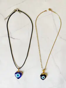 EL REGALO Set Of 2 Blue & Black Necklaces