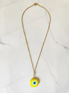 EL REGALO Yellow & Gold-Toned Evil Eye Pendant Necklace