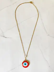 EL REGALO Red & Gold-Toned Evil Eye Pendant Necklace