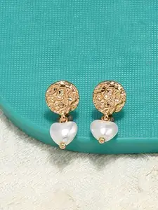 AMI Gold-Plated & White Contemporary Drop Earrings