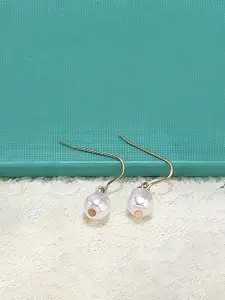 AMI Gold-Plated & White Contemporary Drop Earrings