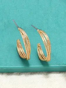 AMI Gold-Plated Contemporary Half Hoop Earrings