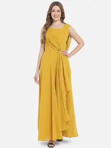 Just Wow Mustard Yellow Georgette Maxi Dress