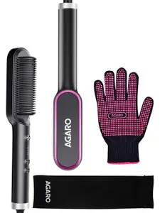 AGARO HSB2107 Fast Heating Hair Straightening Comb with Ionic Technology - Black