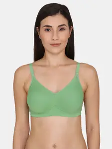 Zivame Green Solid Non-Padded Cotton T-Shirt Bra