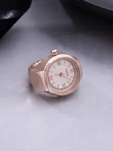 Yellow Chimes Rose-Gold-Plated Dial Analog Watch Stretchable Finger Ring