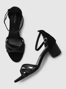 Marc Loire Black Embellished Block Heels