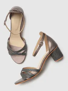Marc Loire Grey PU Block Sandals