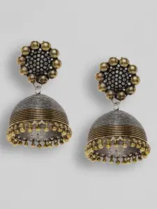 OOMPH Silver-Toned & Gold-Toned German Oxidised  Dome Shaped Jhumkas