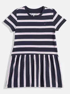 Tommy Hilfiger Girls Striped Organic Cotton A-Line Dress