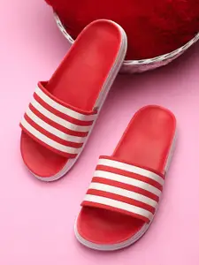 Pampy Angel Women Red & White Printed Rubber Sliders