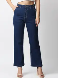 High Star Women Blue Wide Leg High-Rise Stretchable Jeans