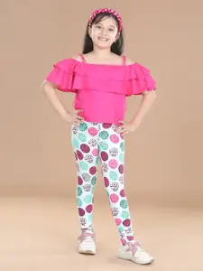 StyleStone Girls Pink & White Top with Trousers